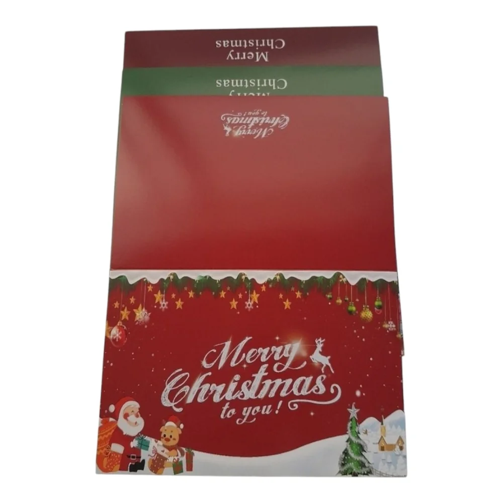 Festive Christmas Greeting Cards Set - Red and Green 6 Set